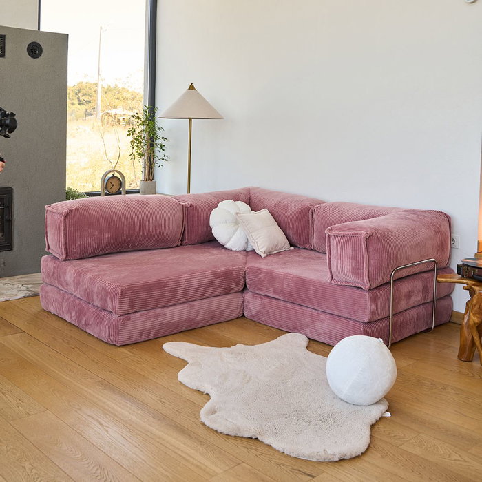 Atelier Del Sofa Sofá-Cama Esquinero Kanyon - Rosa